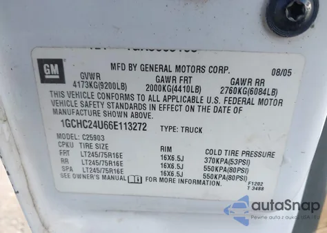 2006 Chevrolet Silverado 2500Hd Work Truck из США, поврежденный, VIN 1GCHC24U66E113272